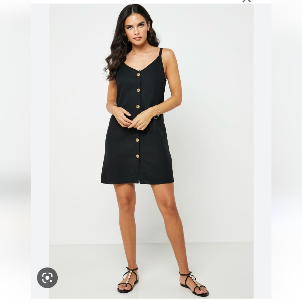 Cotton On Black Linen Blend Dress Spaghetti Strap